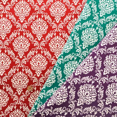 コットンオックス地染め生地　ダマスクプリント