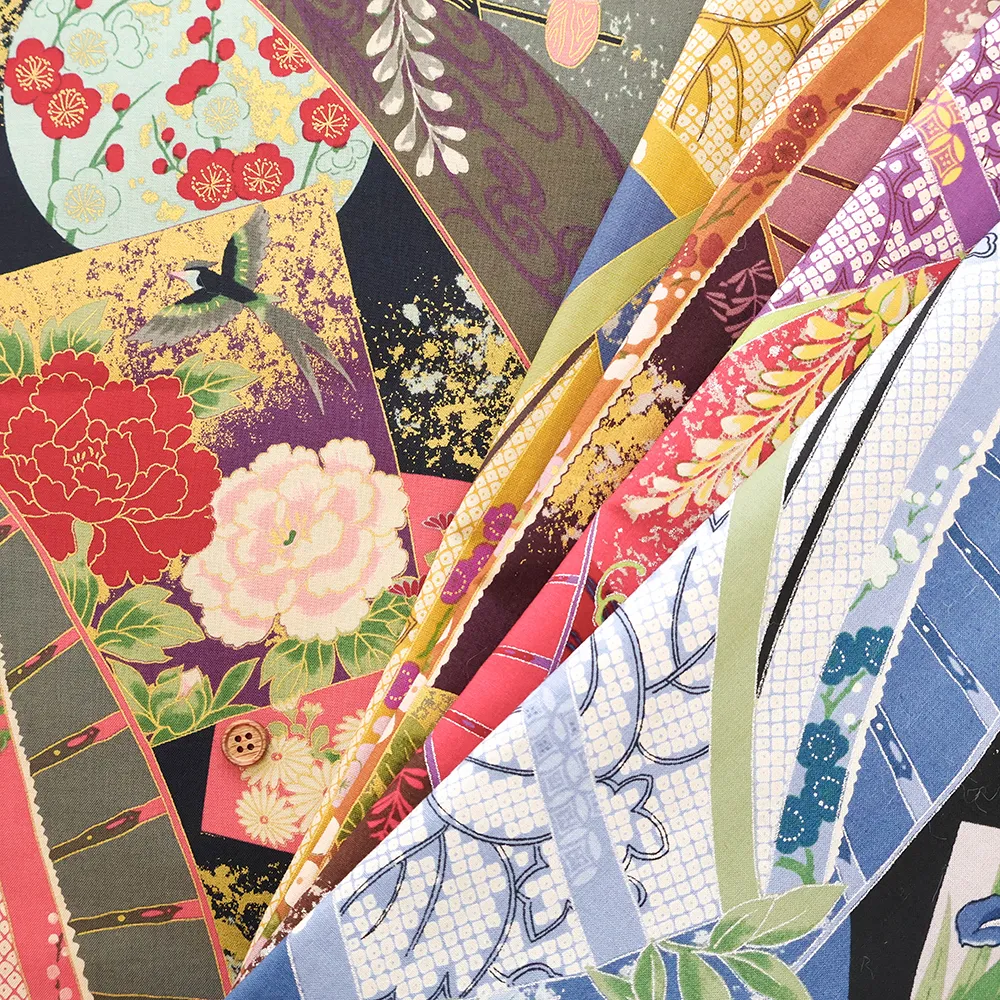 コットンシャーティングプリント生地　花舞物語　菖蒲