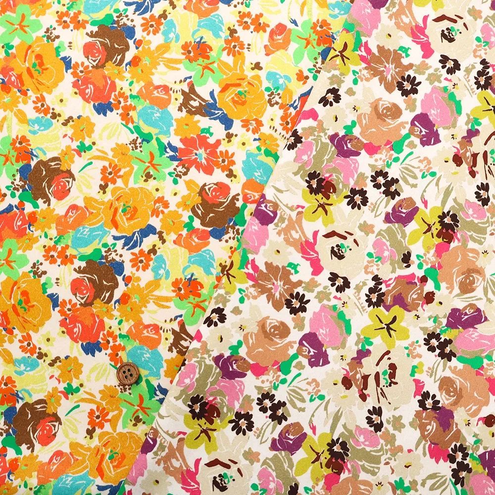 トルコ製　BEZTAS　コットンインポートストレッチプリント生地　フラワー