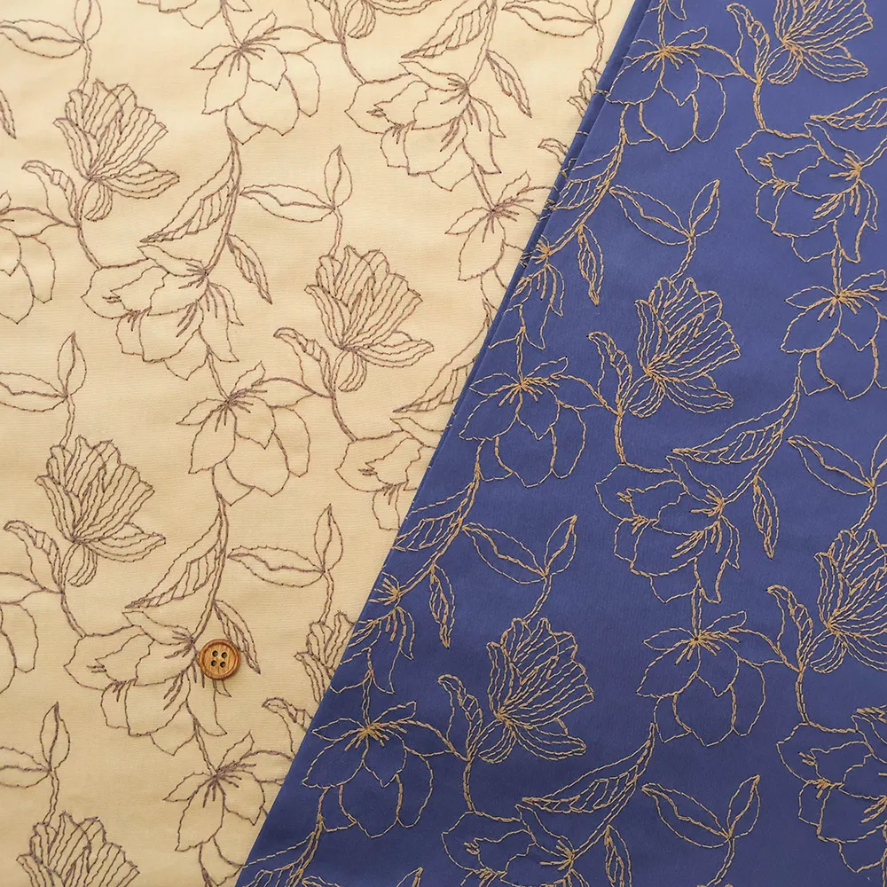 コットンブロード刺繍生地 フラワー