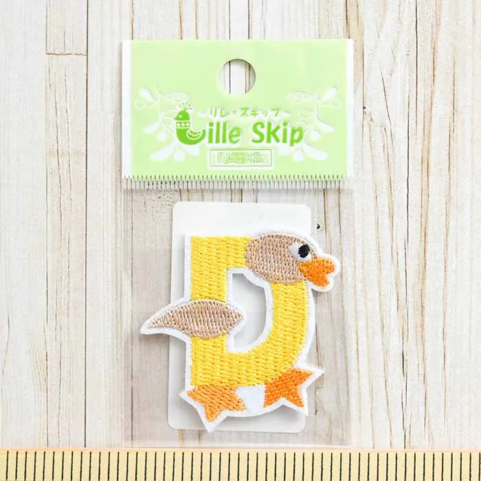 アイロン接着ワッペン　動物アルファベット　Duck(あひる)